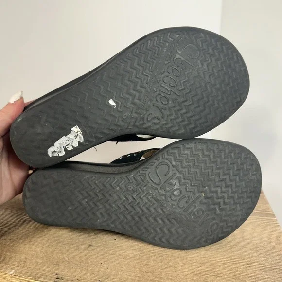 Skechers Black Studded Wedge Slide Sandals Womens 9 Memory Foam Whimsigoth Y2K - Picture 8 of 10
